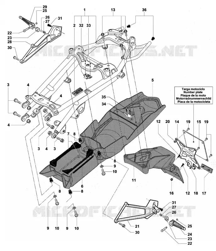 ACHTERFRAME MV Agusta moto BRUTALE 2007 BRUTALE 910R  BRUTALE 910R