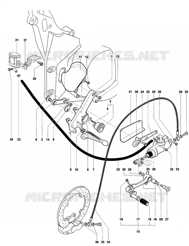 VOETSTEUN RECHTS MV Agusta moto BRUTALE 2009 BRUTALE 989R  BRUTALE 989R