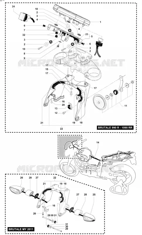 DASHBOARD - KNIPPERLICHT MV Agusta moto BRUTALE 2011 BRUTALE 990R  BRUTALE 990R