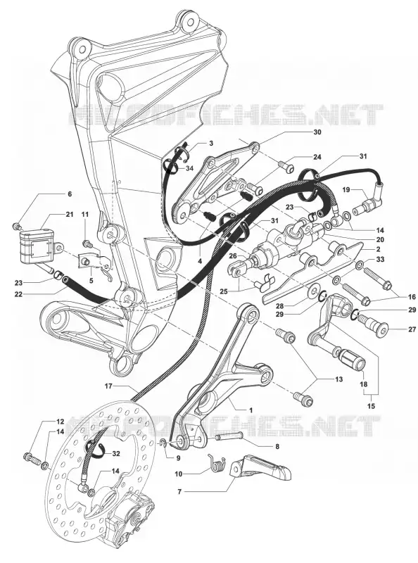 VOETSTEUN RECHTS MV Agusta moto BRUTALE 2013 BRUTALE 800  BRUTALE 800