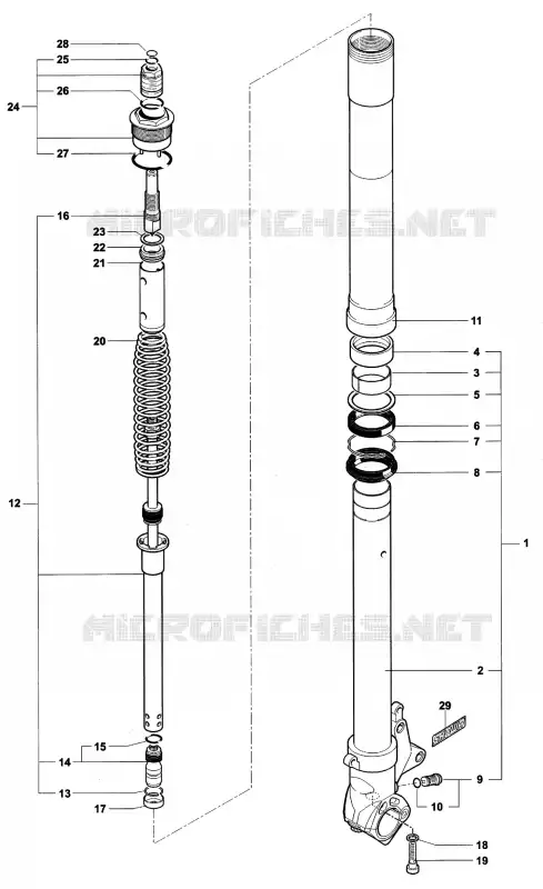 VOORVORK LINKS MV Agusta moto F4 2002 F4 750 SENNA  F4 750 SENNA