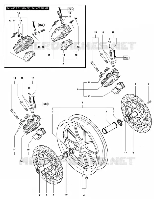 VOORWIEL MV Agusta moto F4 2008 F4 312RR 1078 1+1  F4 312RR 1078 1+1