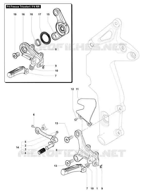 VOETSTEUN LINKS  MV Agusta moto F4 2011 F4 1000 S  F4 1000 S
